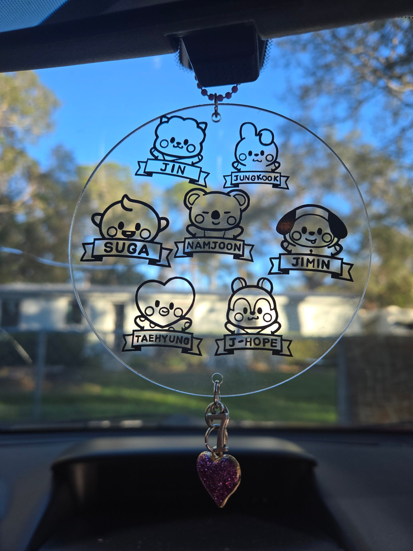 BT21 rear view mirror ornaments